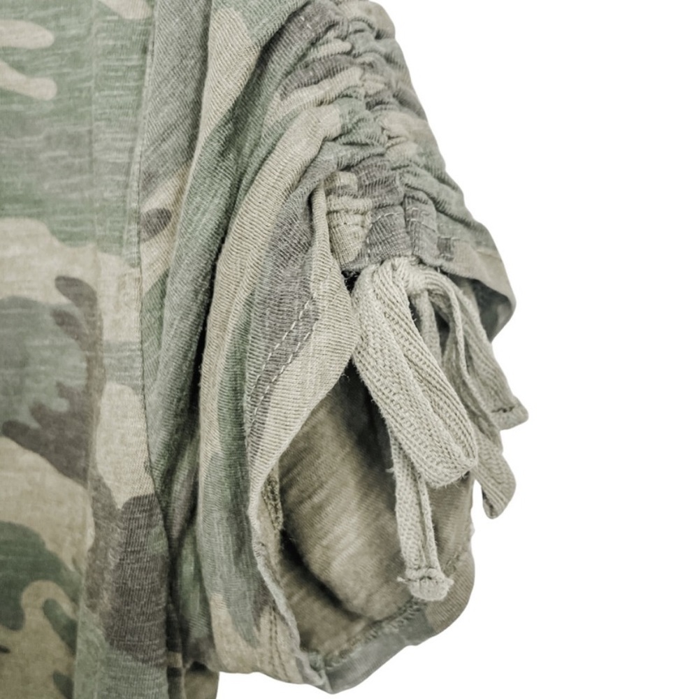 Sanctuary Green Camo Ruched Sleeve T-Shirt Dress - Picture 2 of 7